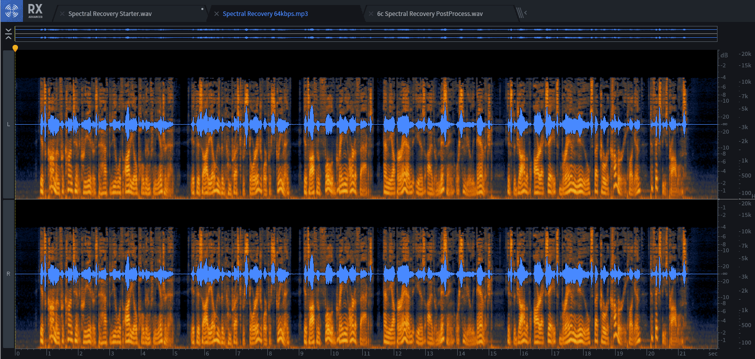 This audio file has been brutalized by lossy compression to 64 kbps MP3. Grainy high-mids, and the highs are GONE!