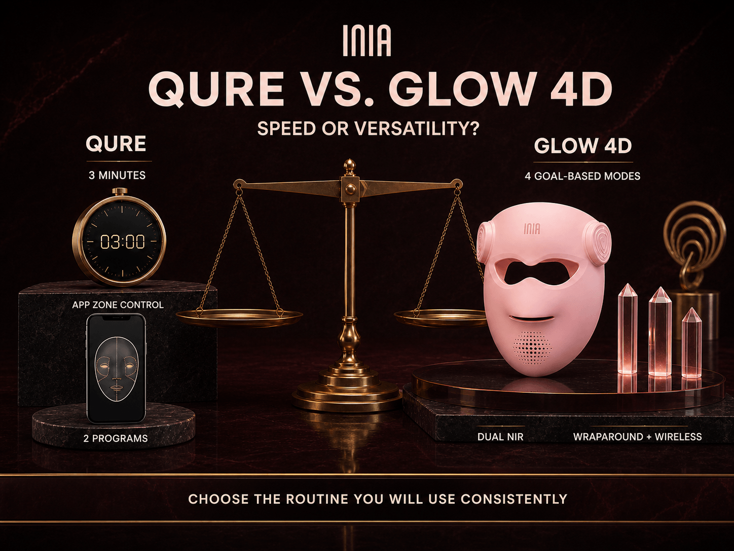 Qure LED Mask vs. INIA GLOW 4D: Which Should You Buy?