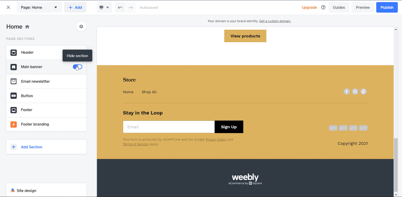 Weebly vs. Squarespace, Weebly editor ecommerce