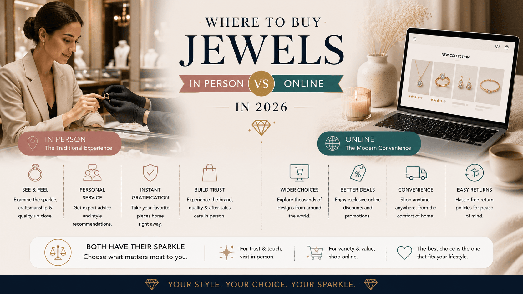 Places to buy jewels in person vs online