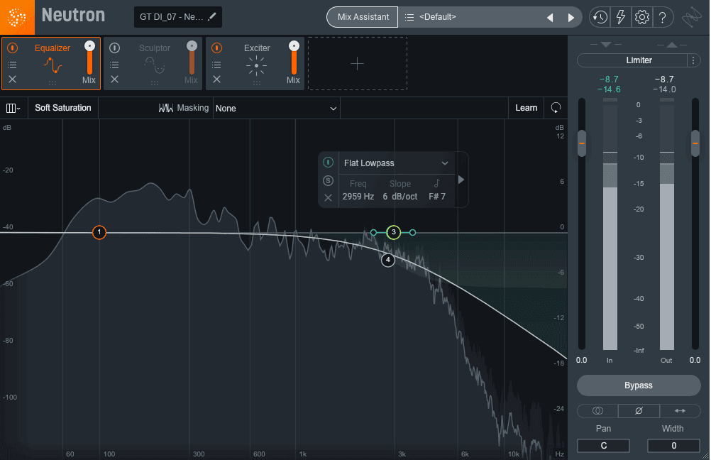 Gently filter out some high frequencies with Neutron's Equalizer module