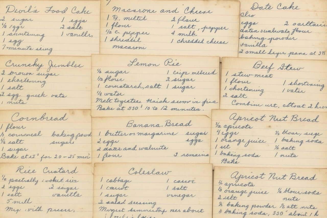 Old recipe cards