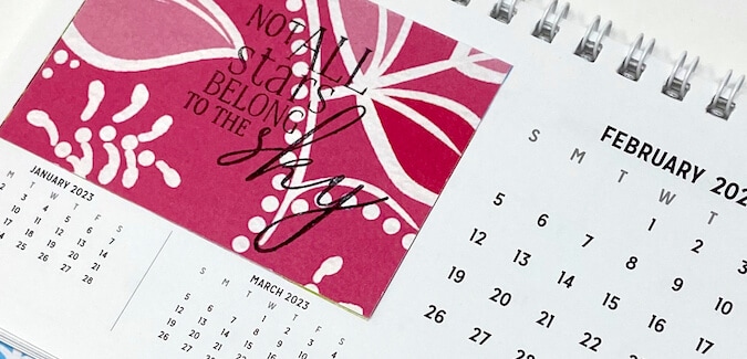 Upcycled Calendar featuring the Whimsy Quad Print.
