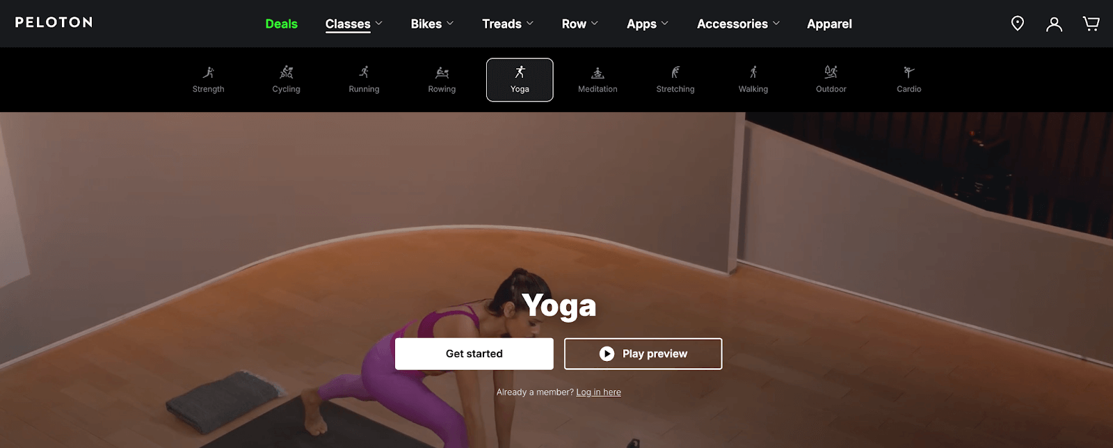 Peloton App yoga classes
