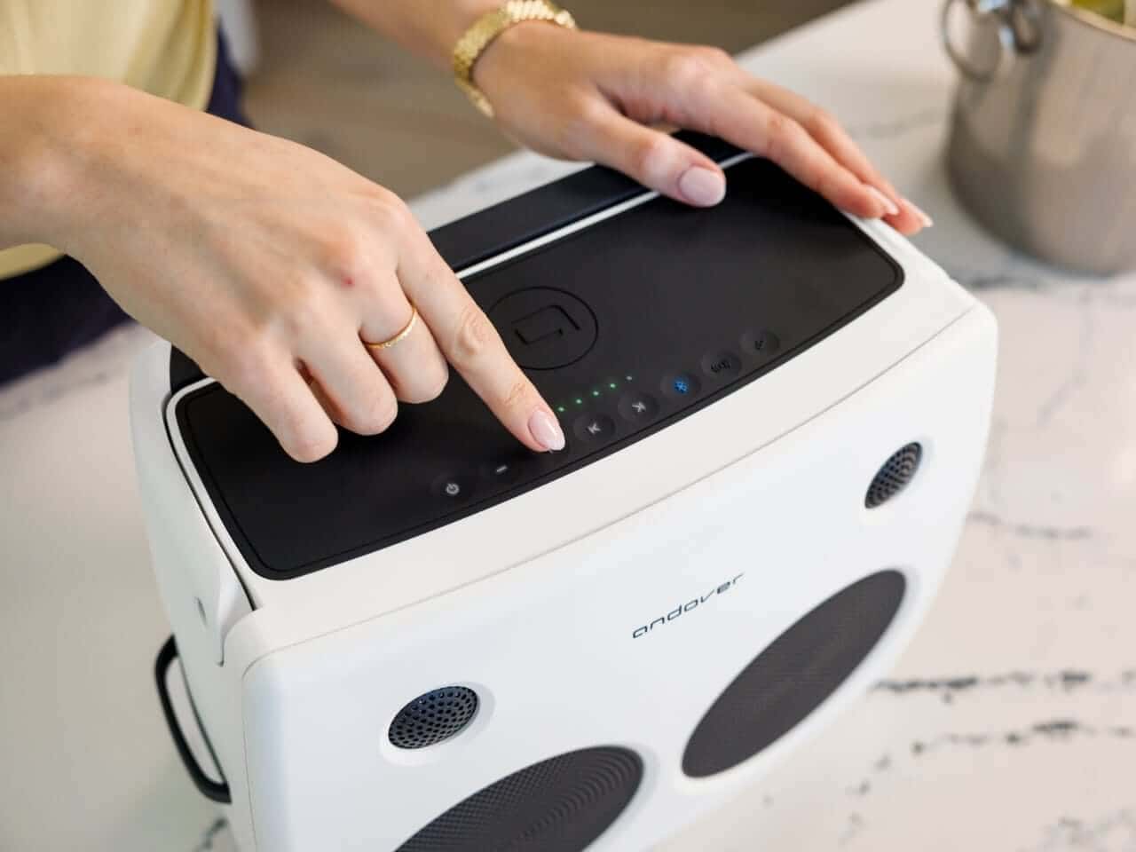 Olive Andover FreePlay portable speaker with minimalist styling