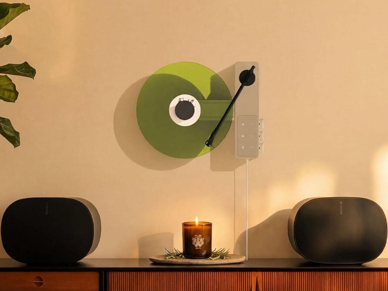 Ruka TD-1 Wall Mounted Vertical Turntable angled view