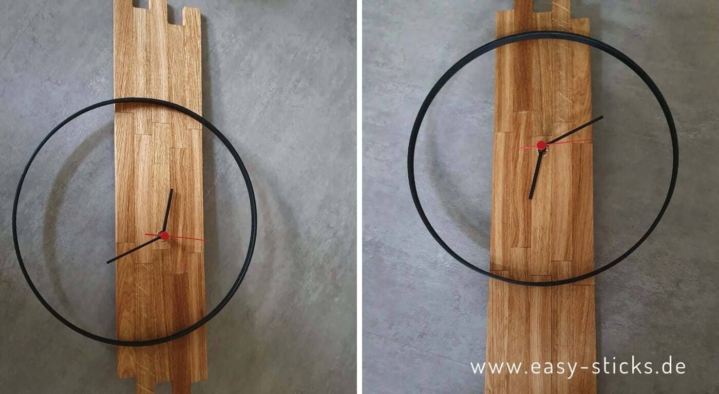 Moderne Wanduhr aus Easy-Sticks - Position des Rings