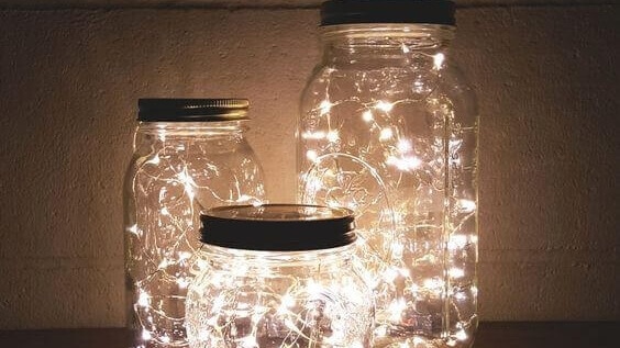 Glass Jar with Fairy string lights home decor