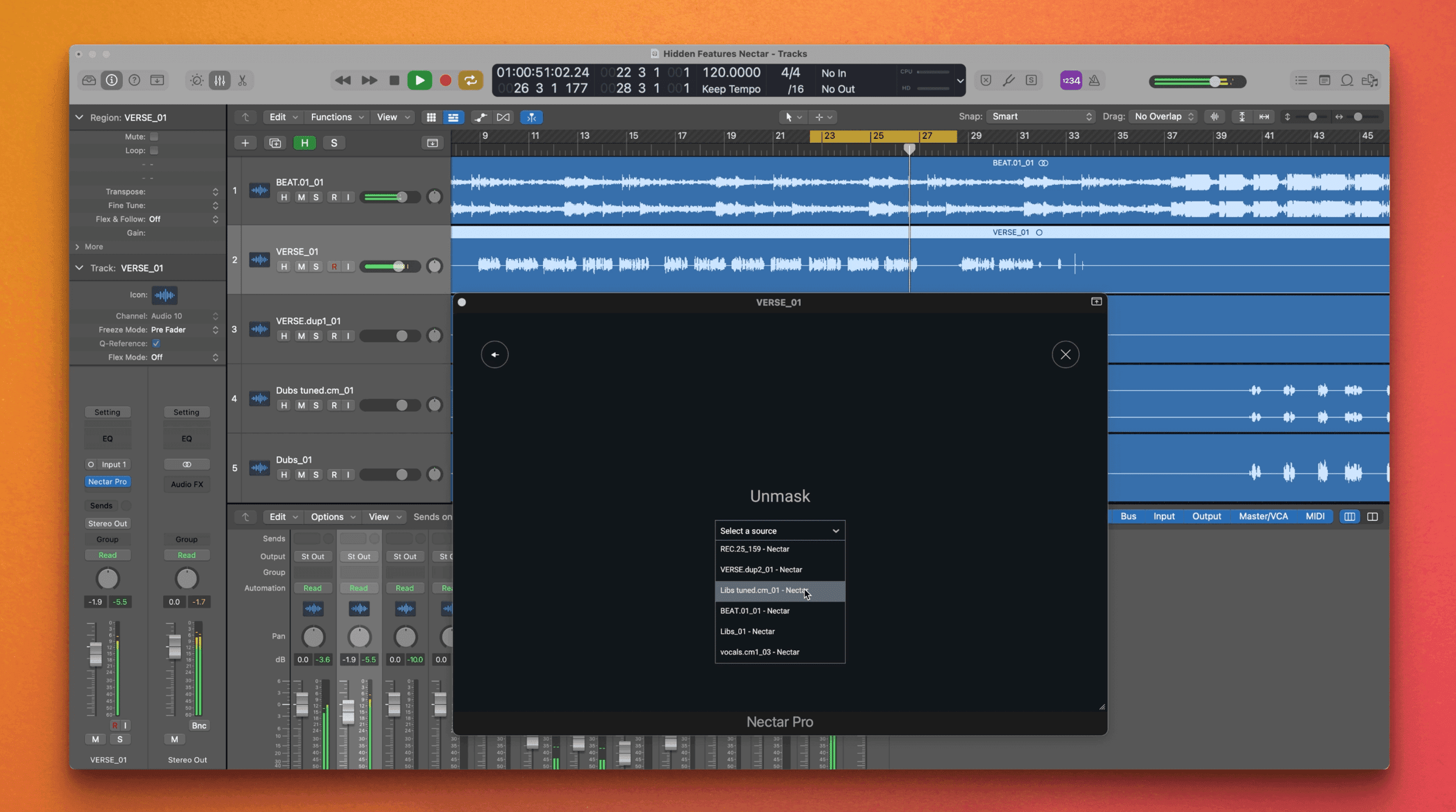 find compatible tracks with nectar's unmask feature