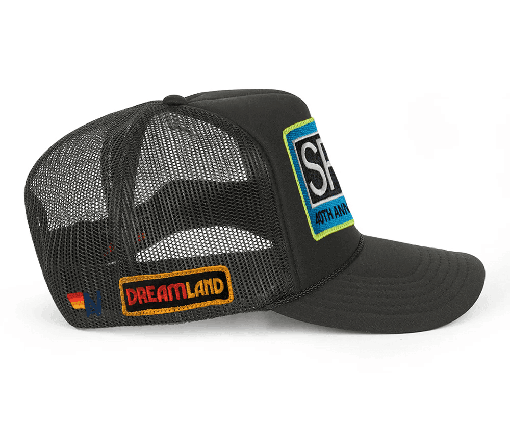 Dreamland patch and bright branding make this hat a standout.
