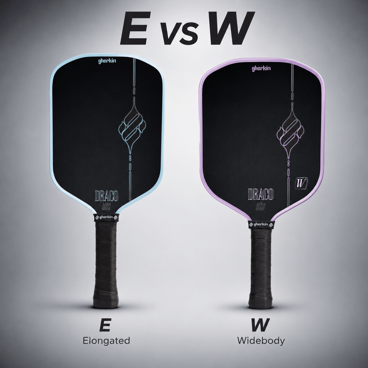 Gherkin Draco review — Elongated E and Widebody W shapes side by side comparison