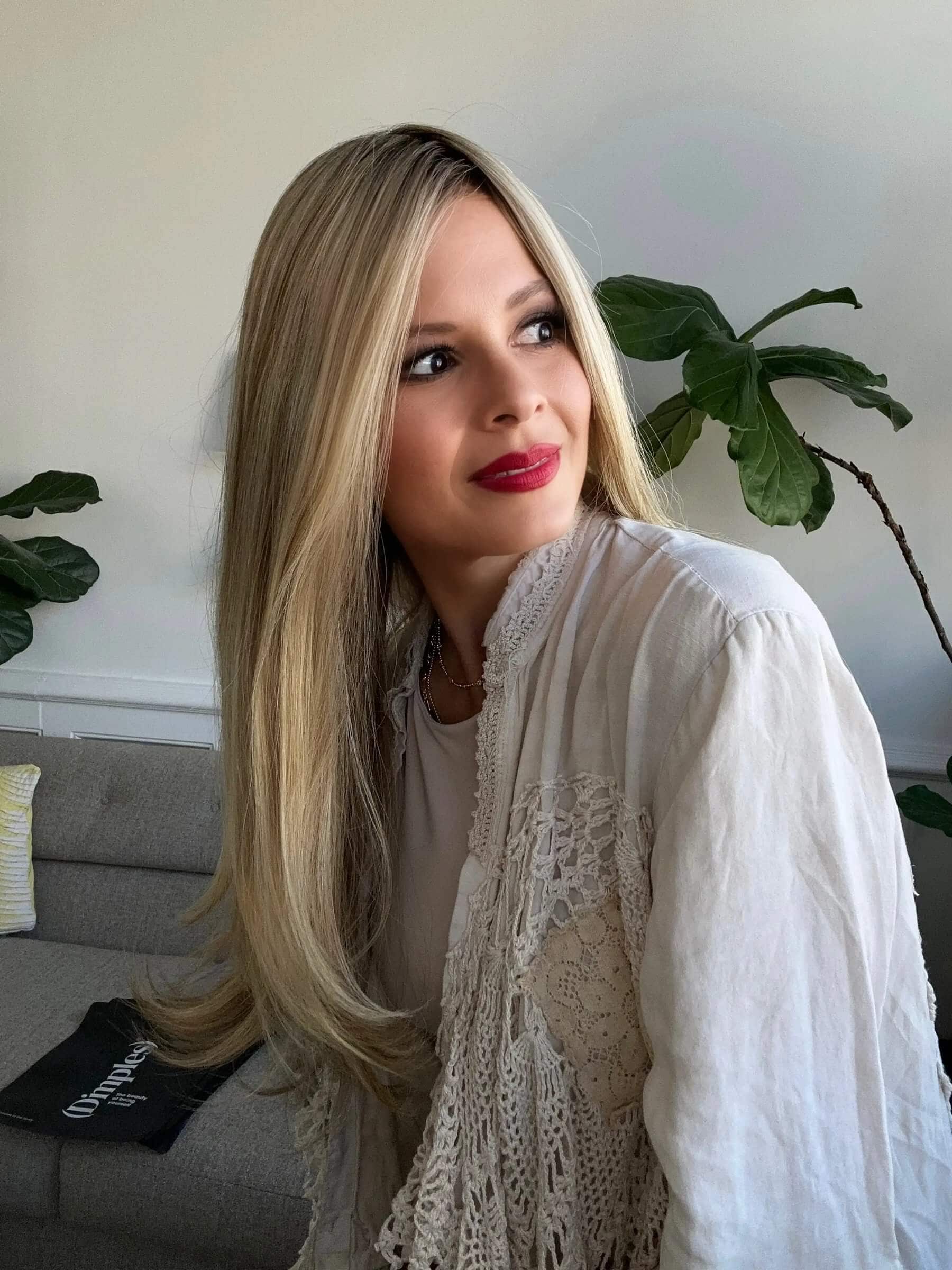 Melissa Summerford wearing Dimples' Hera 23, Remy Human Hair Lace Front wig.