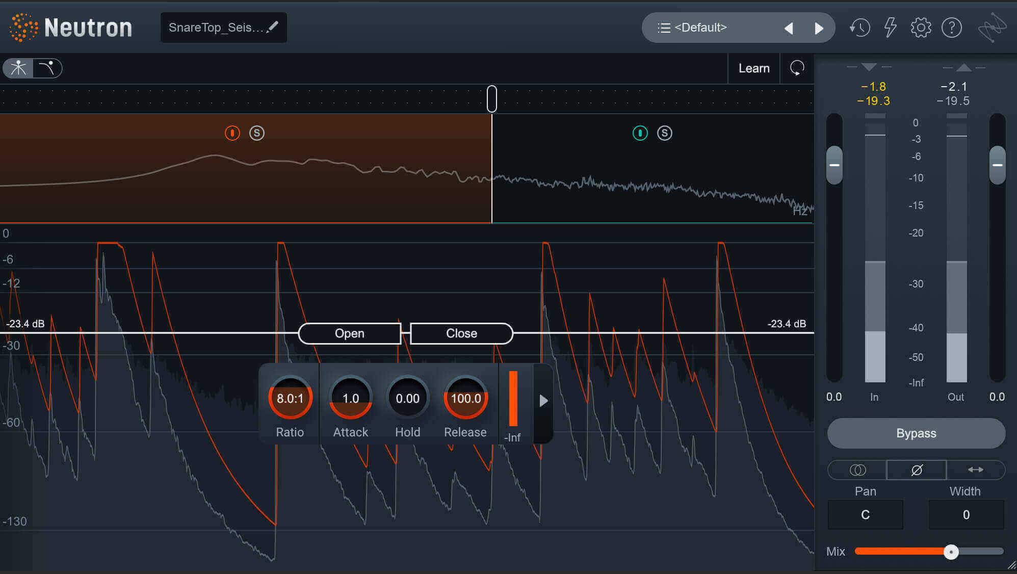 Using a multiband gate on the snare drum to tamp hi-hat bleed in Neutron