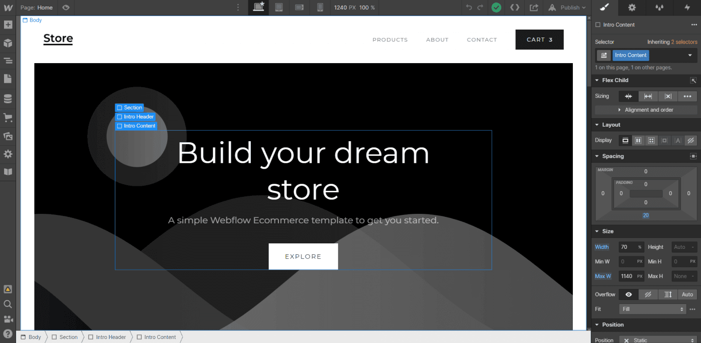 Webflow editing customization