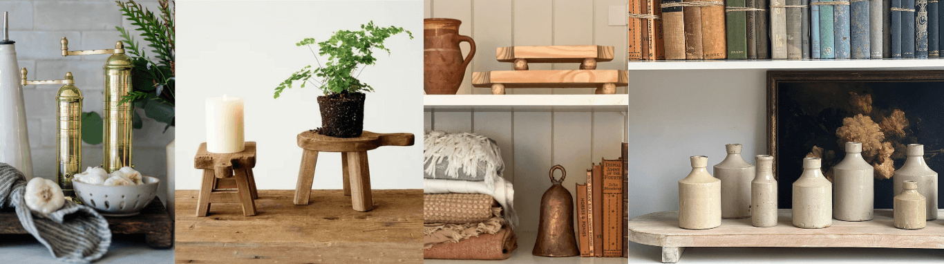 Examples of styling with various riser and pedestals.