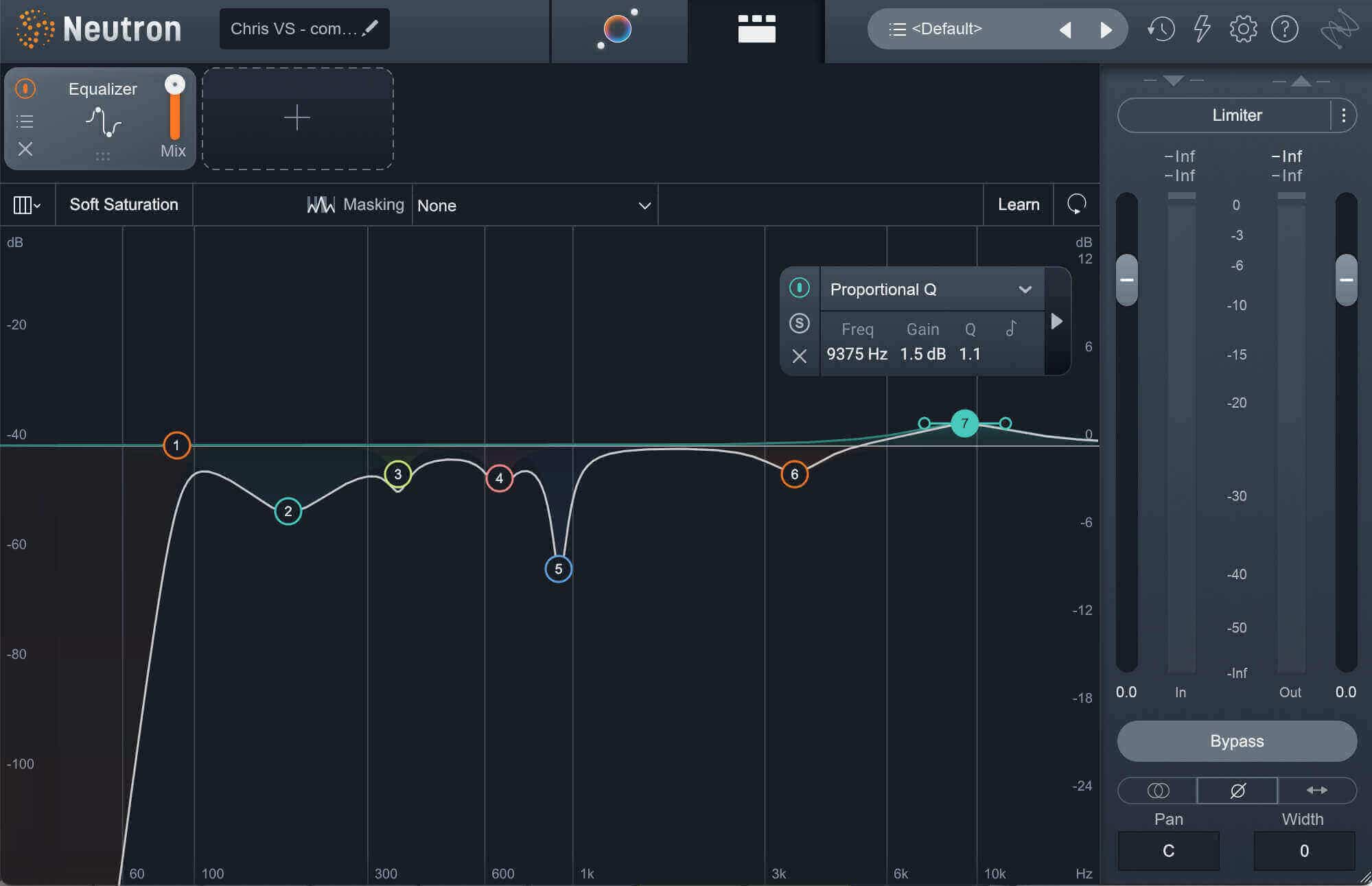 Neutron vocal EQ settings, 8 kHz–12 kHz