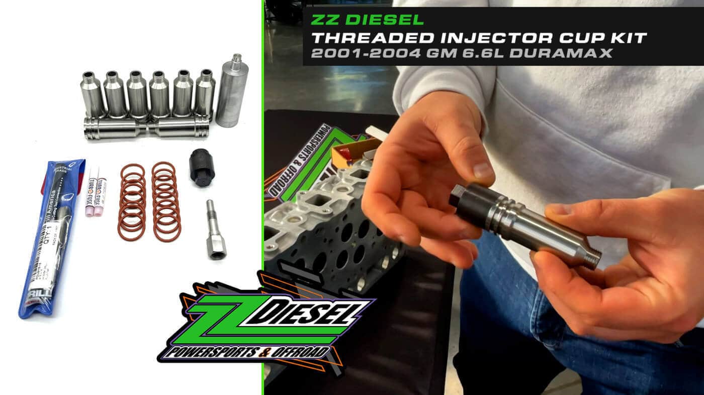 Threaded Injector Cup Kit, 2001-2004 GM 6.6L Duramax