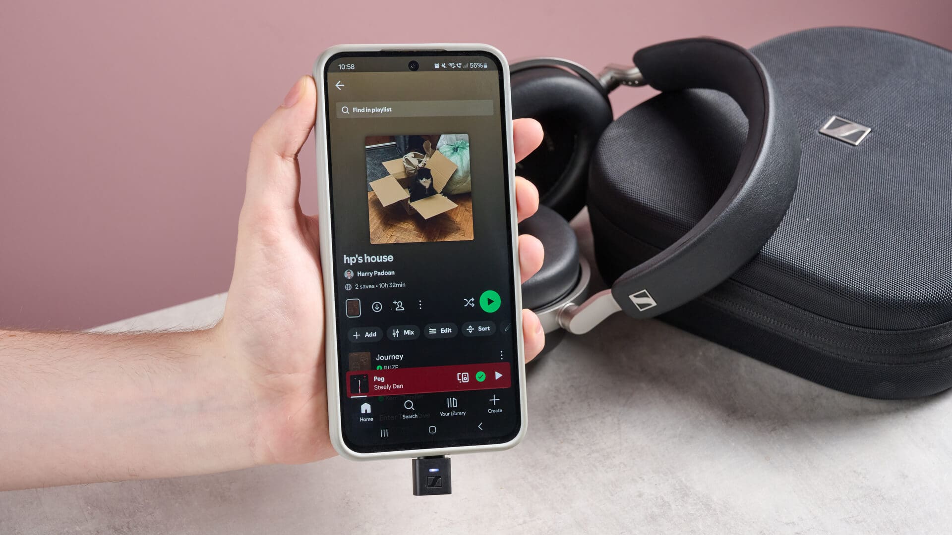 Sennheiser HDB 630 with phone and Spotify