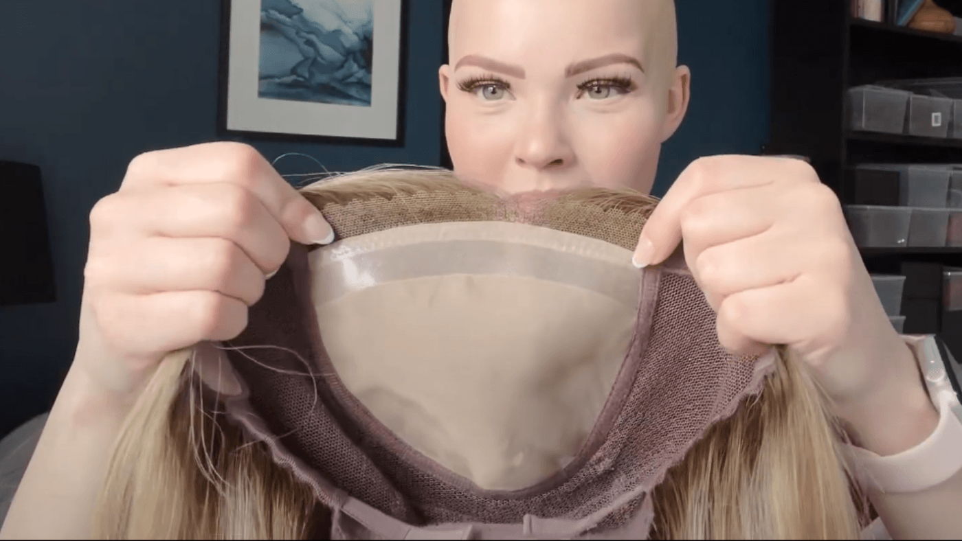Dimples wig showing hand-tied cap construction