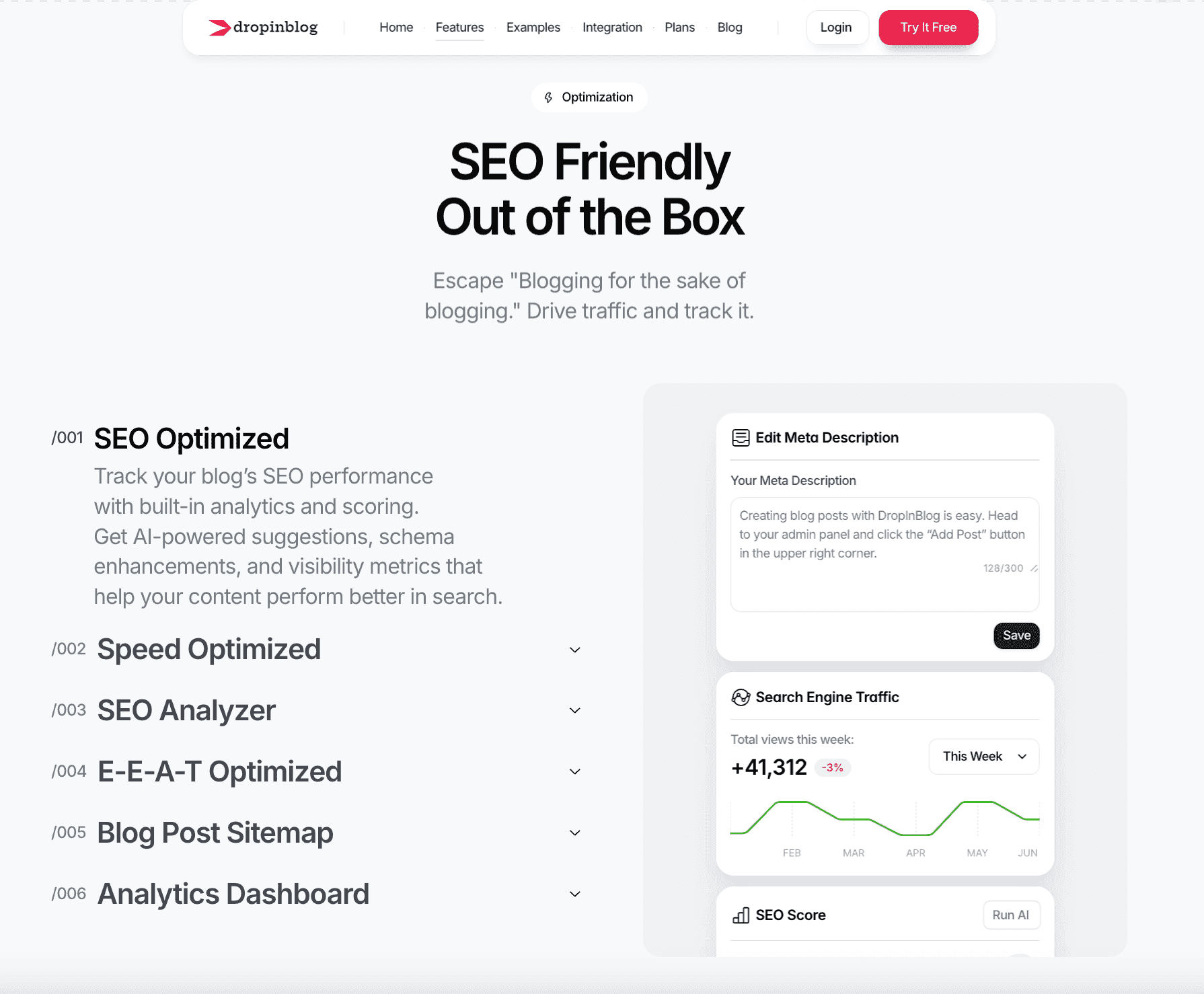DropInBlog SEO Features