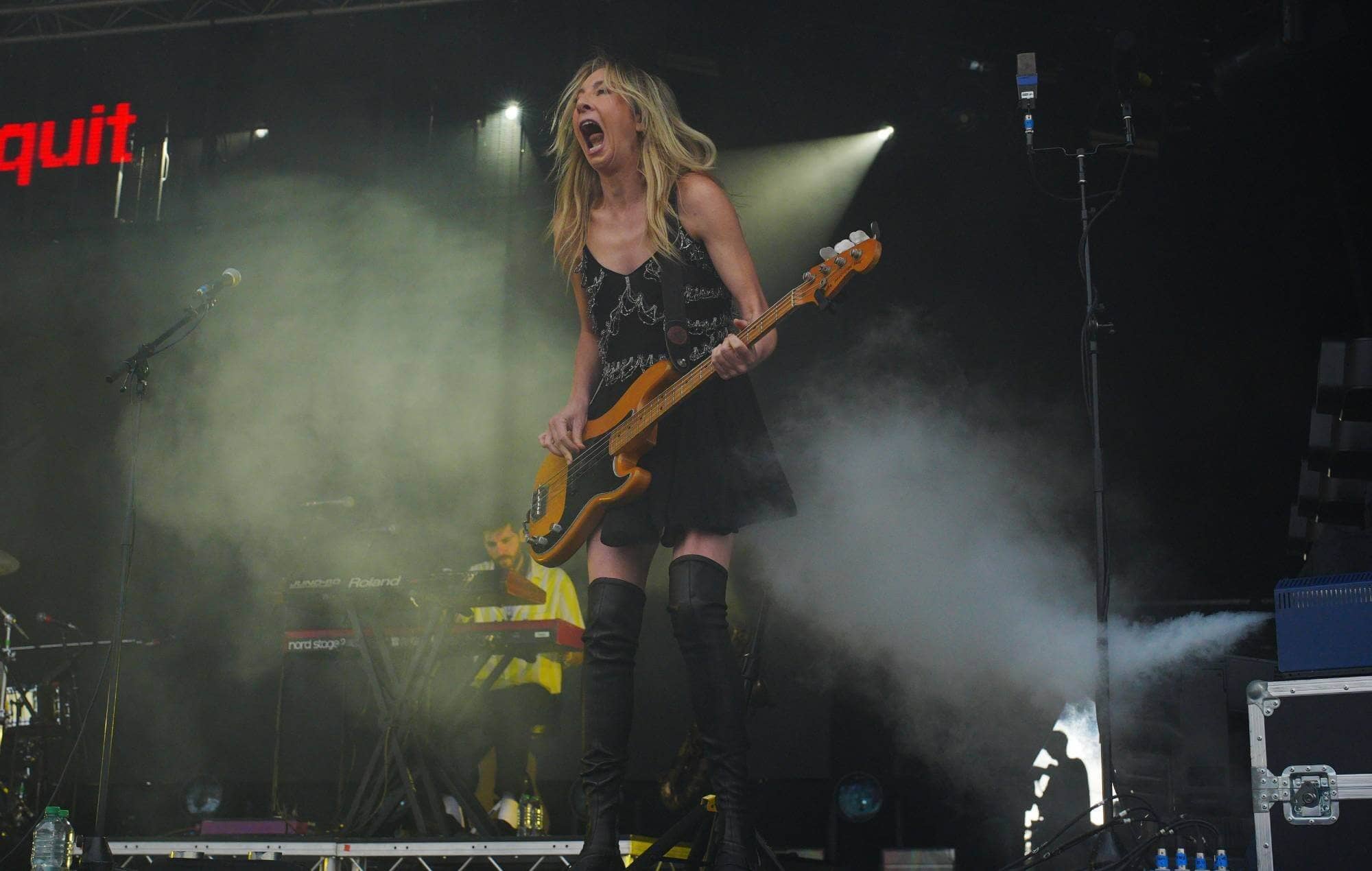 Haim performing at Glastonbury 2025