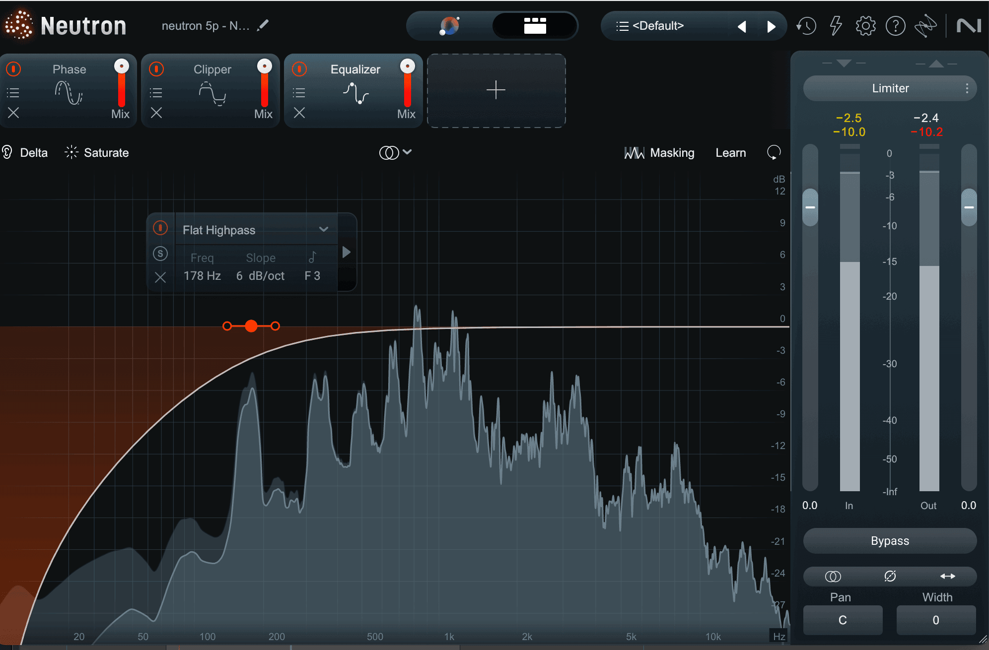 Vocal with flat high-pass