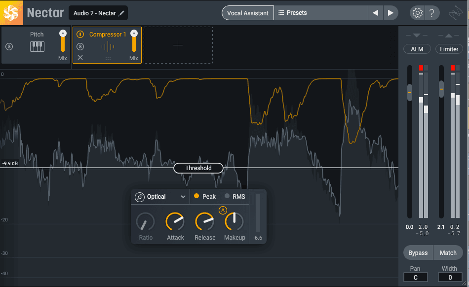 Applying compression settings on piano with Nectar