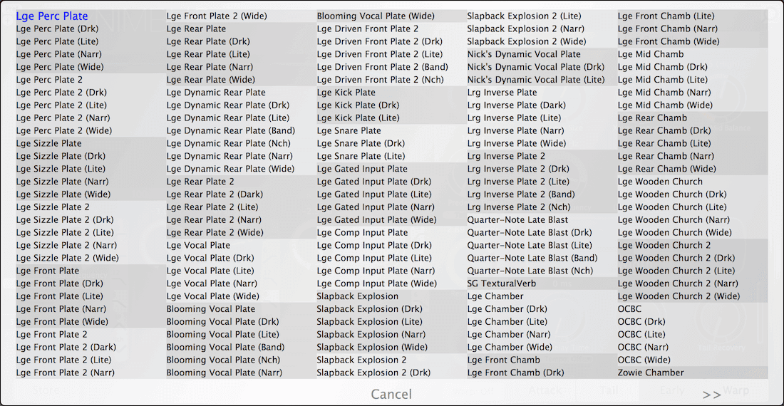 Page 1 of Nimbus presets under the “Large” keyword