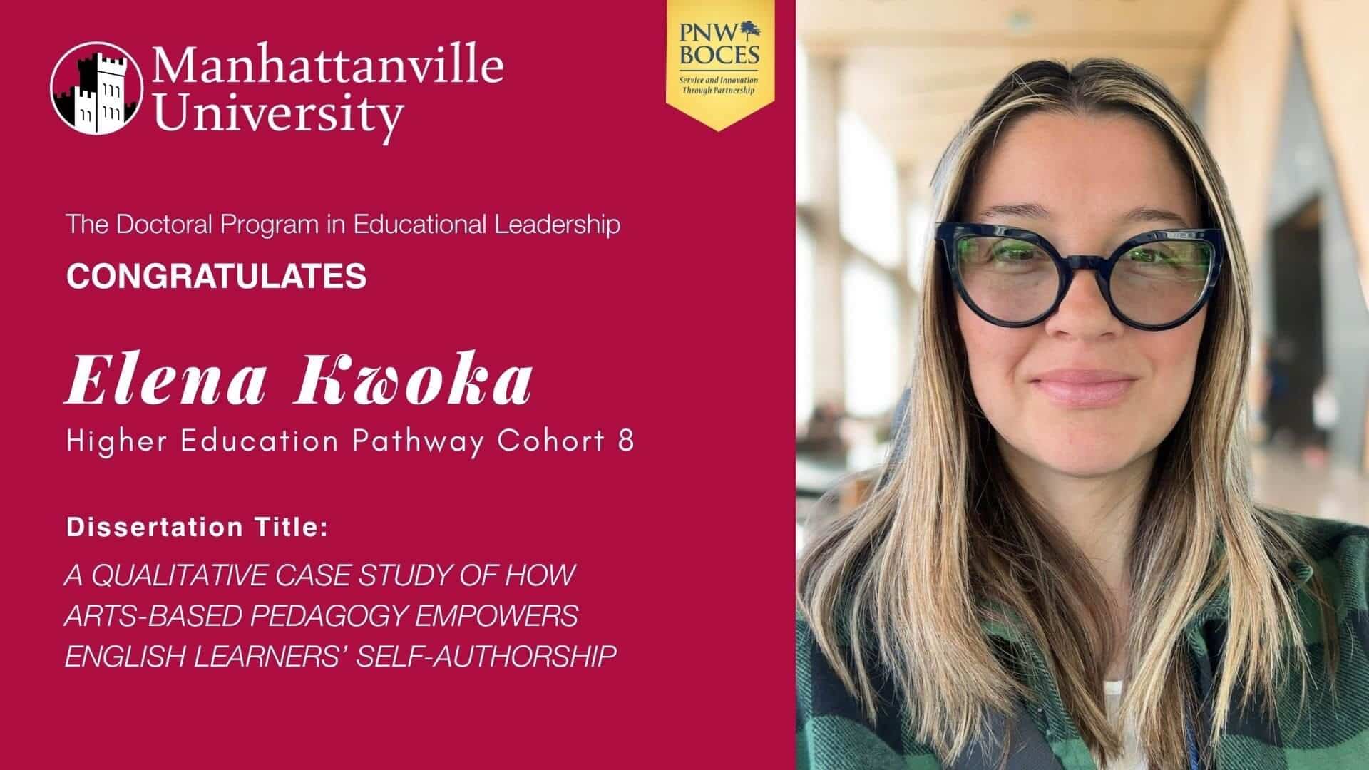 Congratulations to Elena Kwoka, who on Monday, April 6, 2026, successfully defended her dissertation.