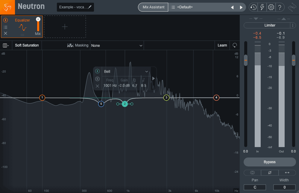 2 dB cut to help with resonance issues