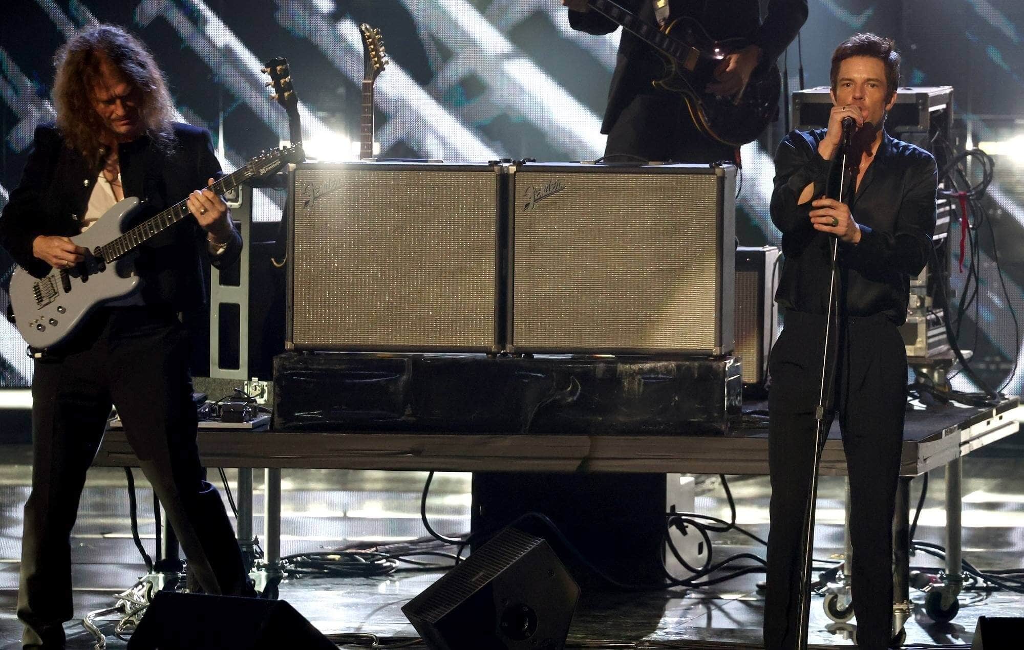 Dave Keuning and Brandon Flowers of The Killers at the Rock & Roll Hall of Fame ceremony.