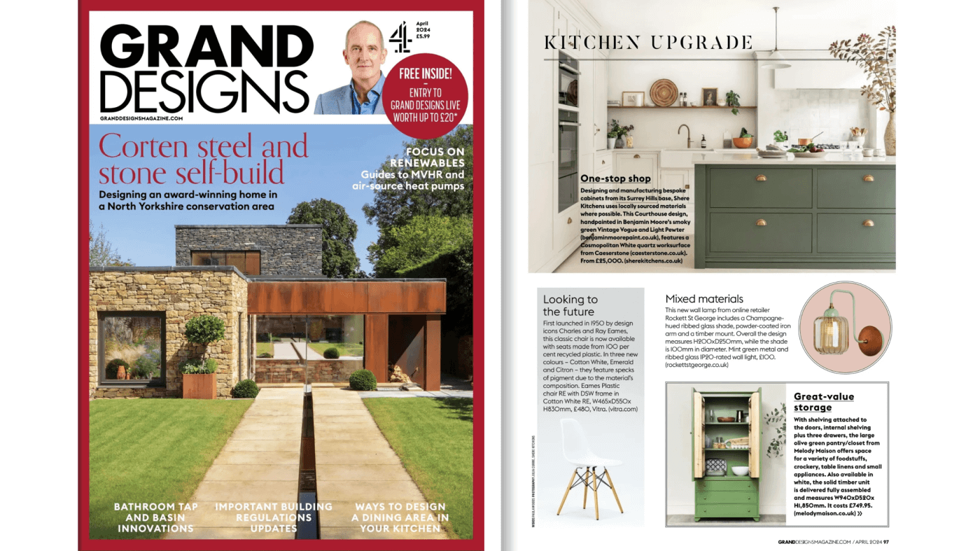 Grand Designs Magazine features bespoke Shere Kitchen