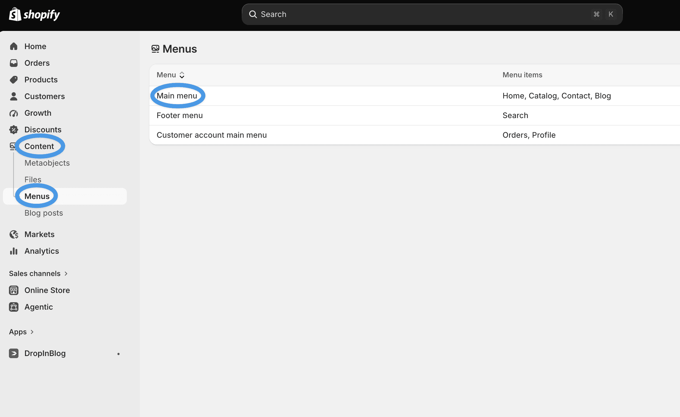 Shopify blog install step