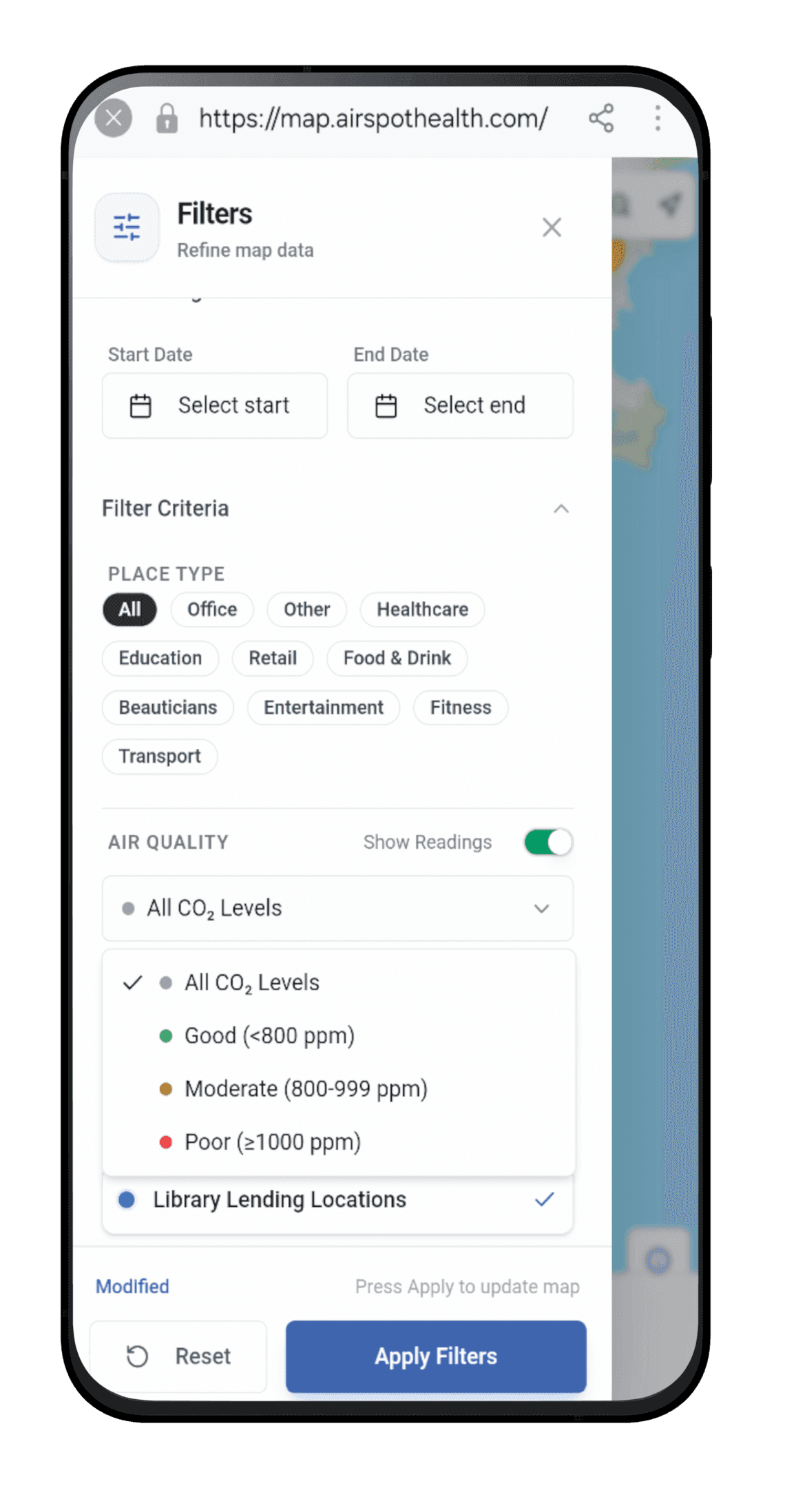 AirSpot Fresh Indoor Air CO₂ Map Filter