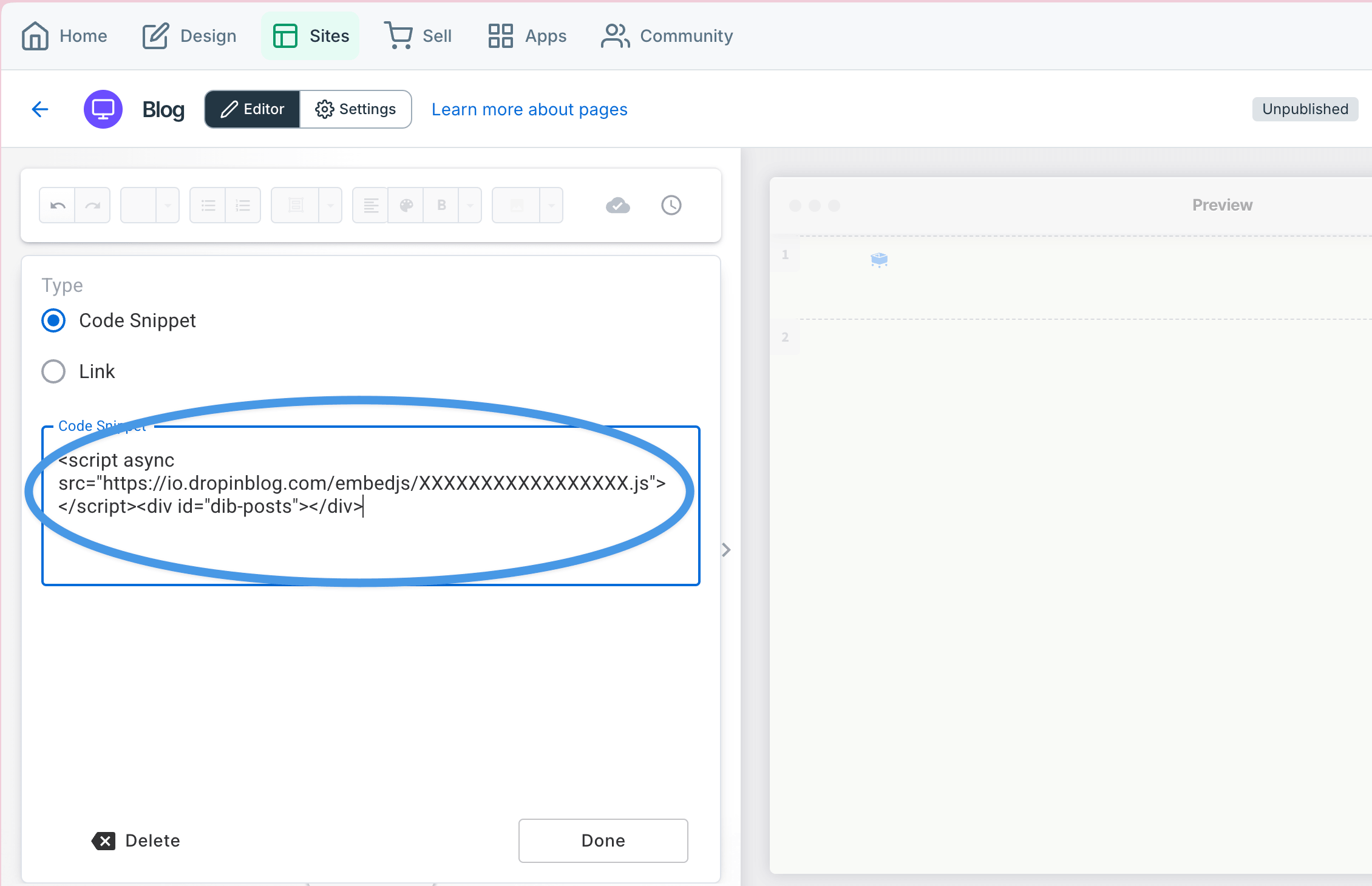 SamCart blog install step