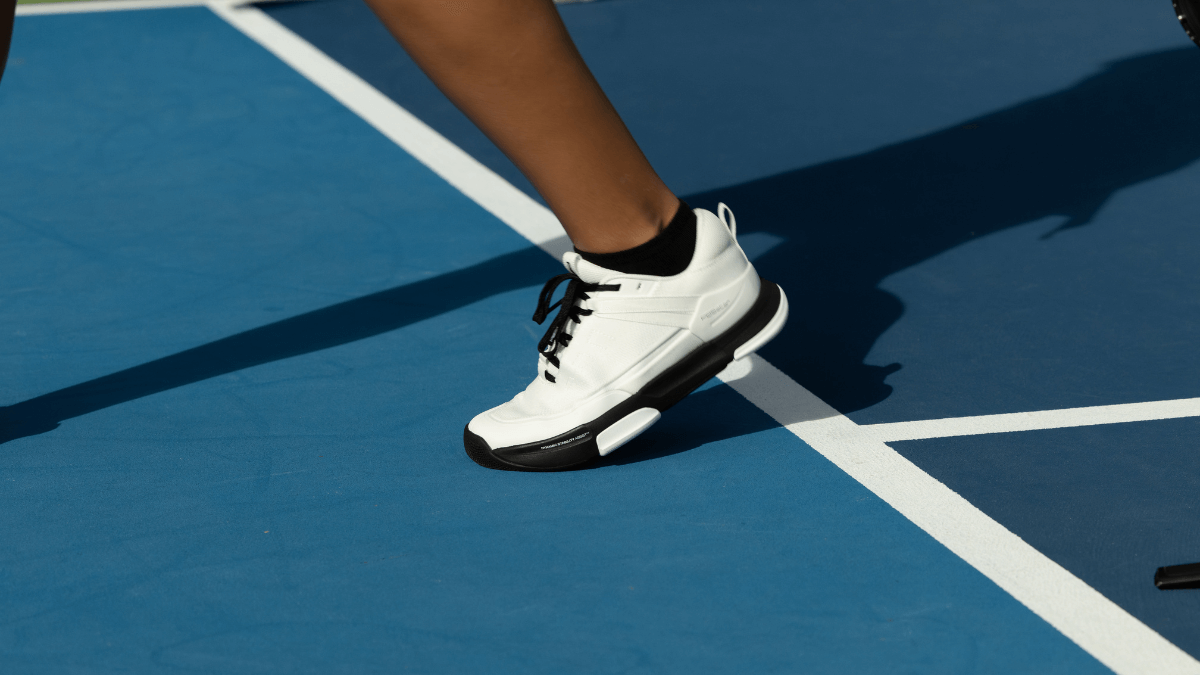 Pickleball shoe on a court
