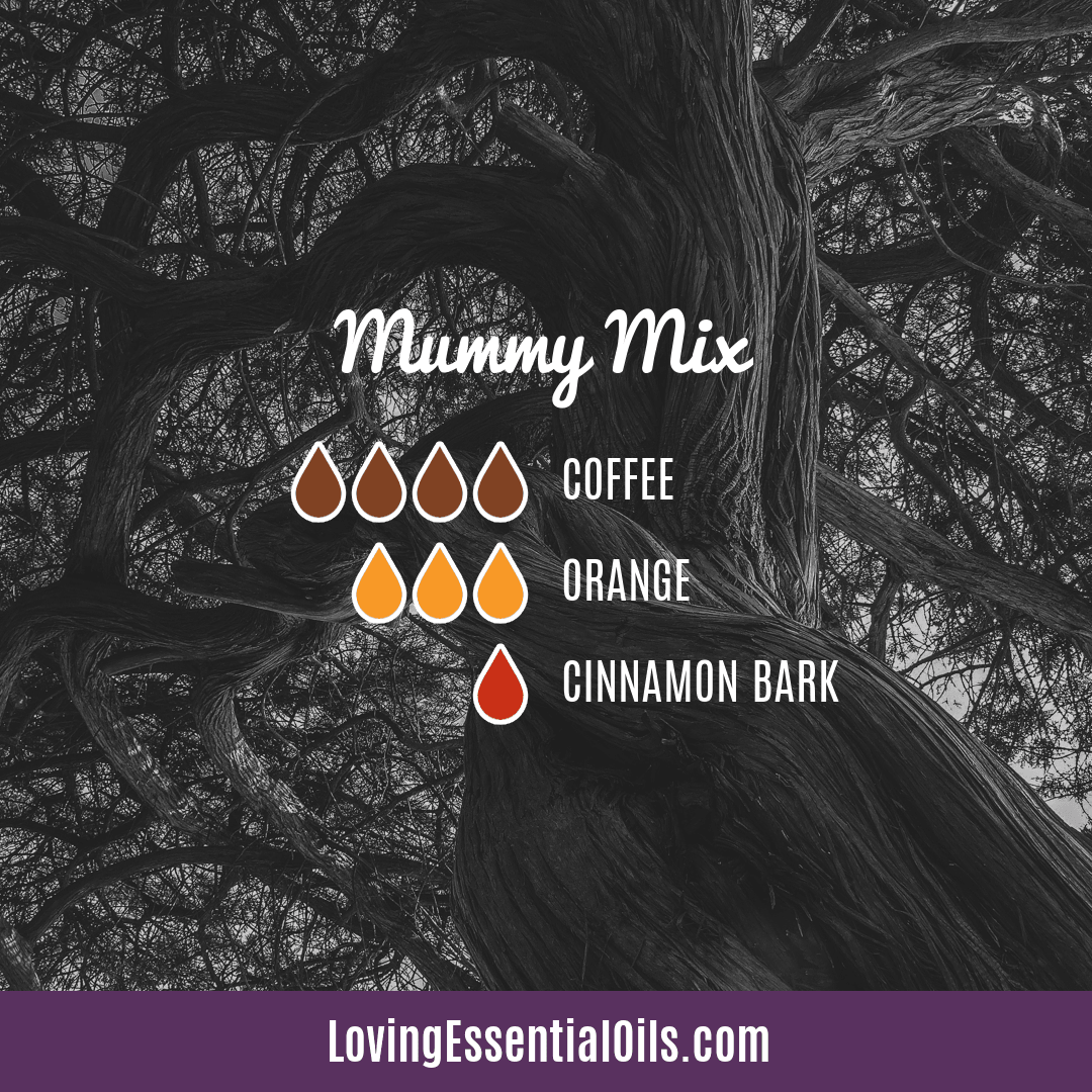 Mummy Mix Halloween diffuser blend with coffee, orange and cinnamon by Loving Essential Oils