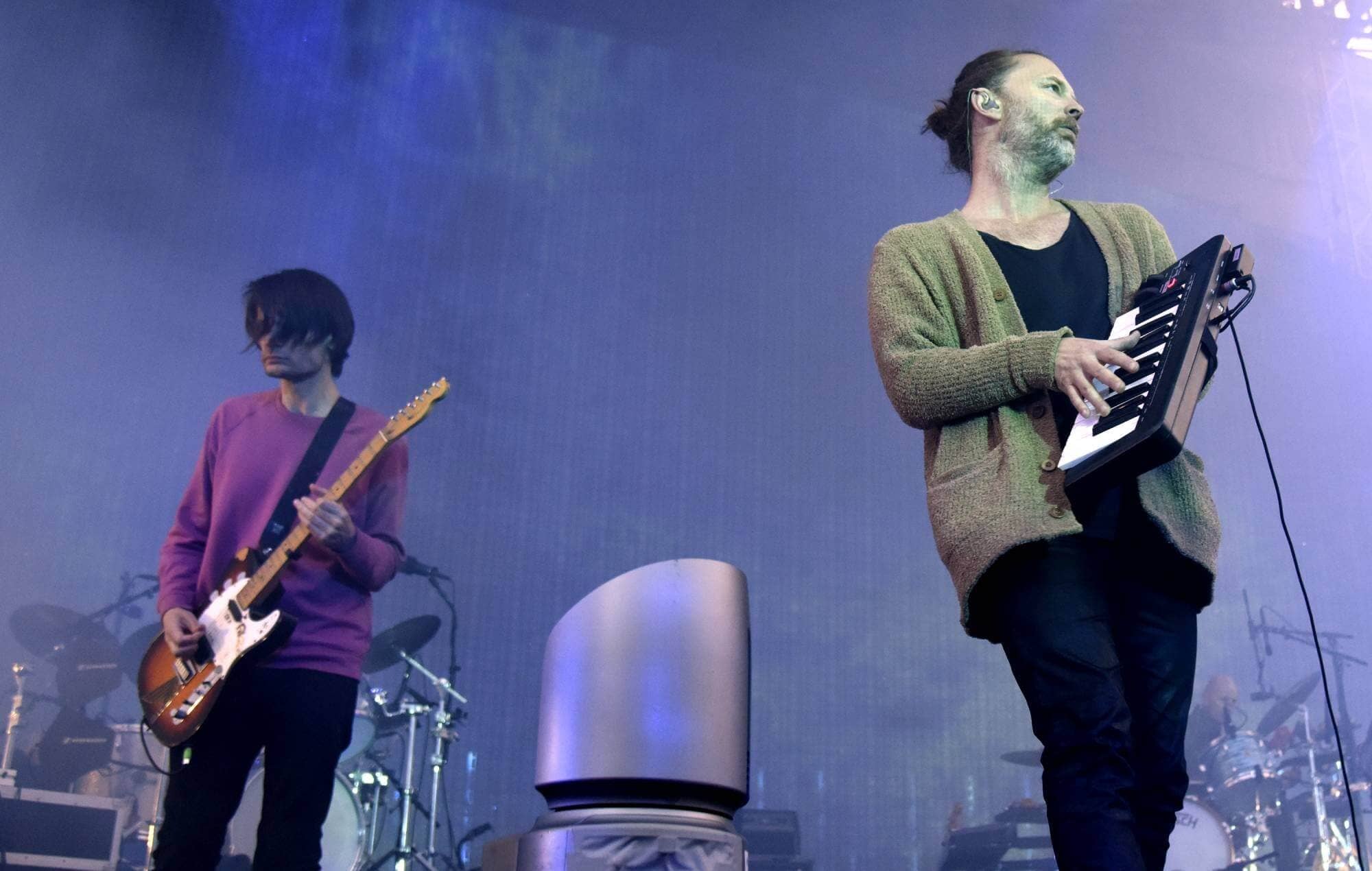 Radiohead performing live on tour in 2018