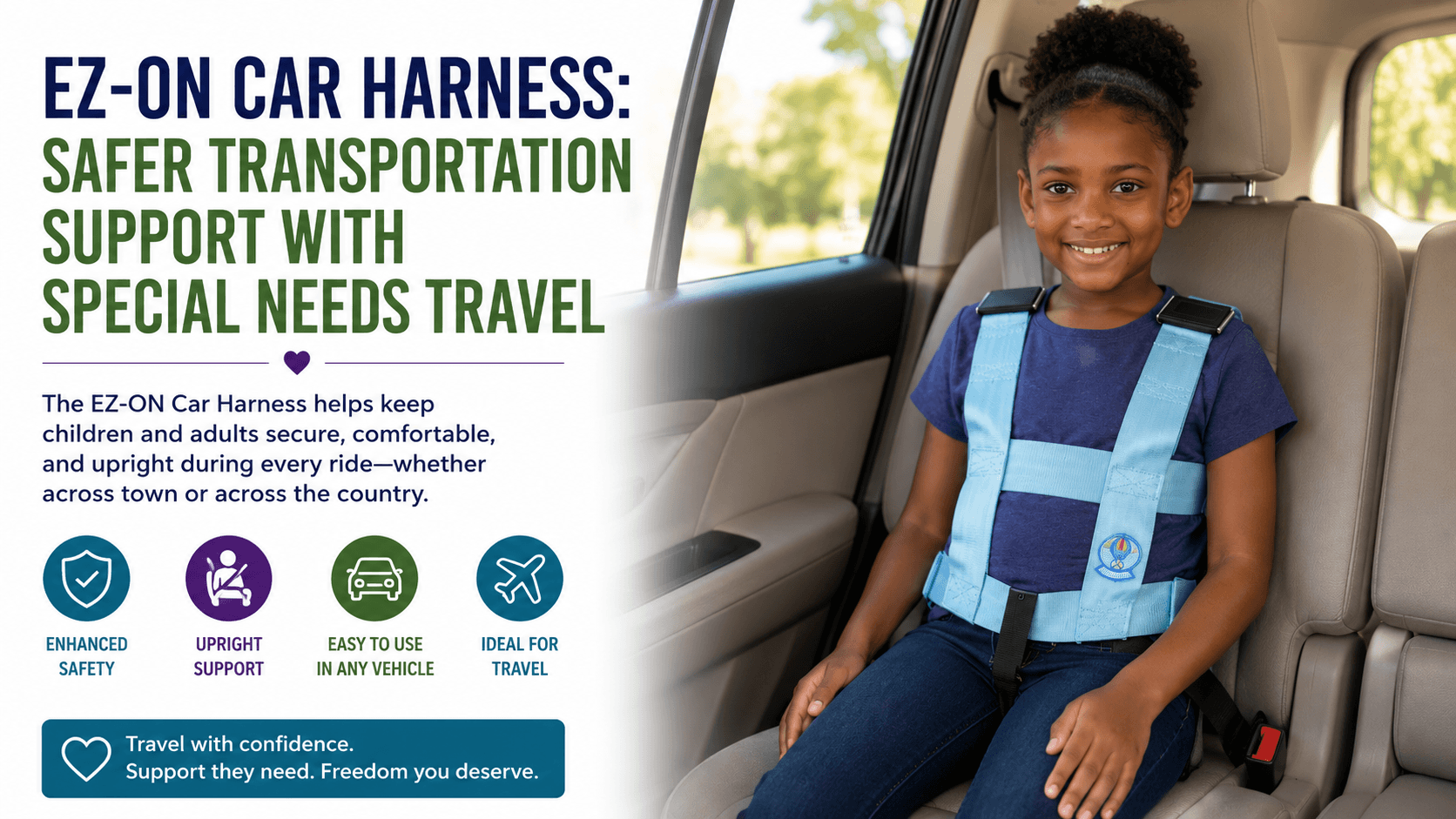 EZ ON Car Harness For Safer Transportation Support With Special Needs Travel