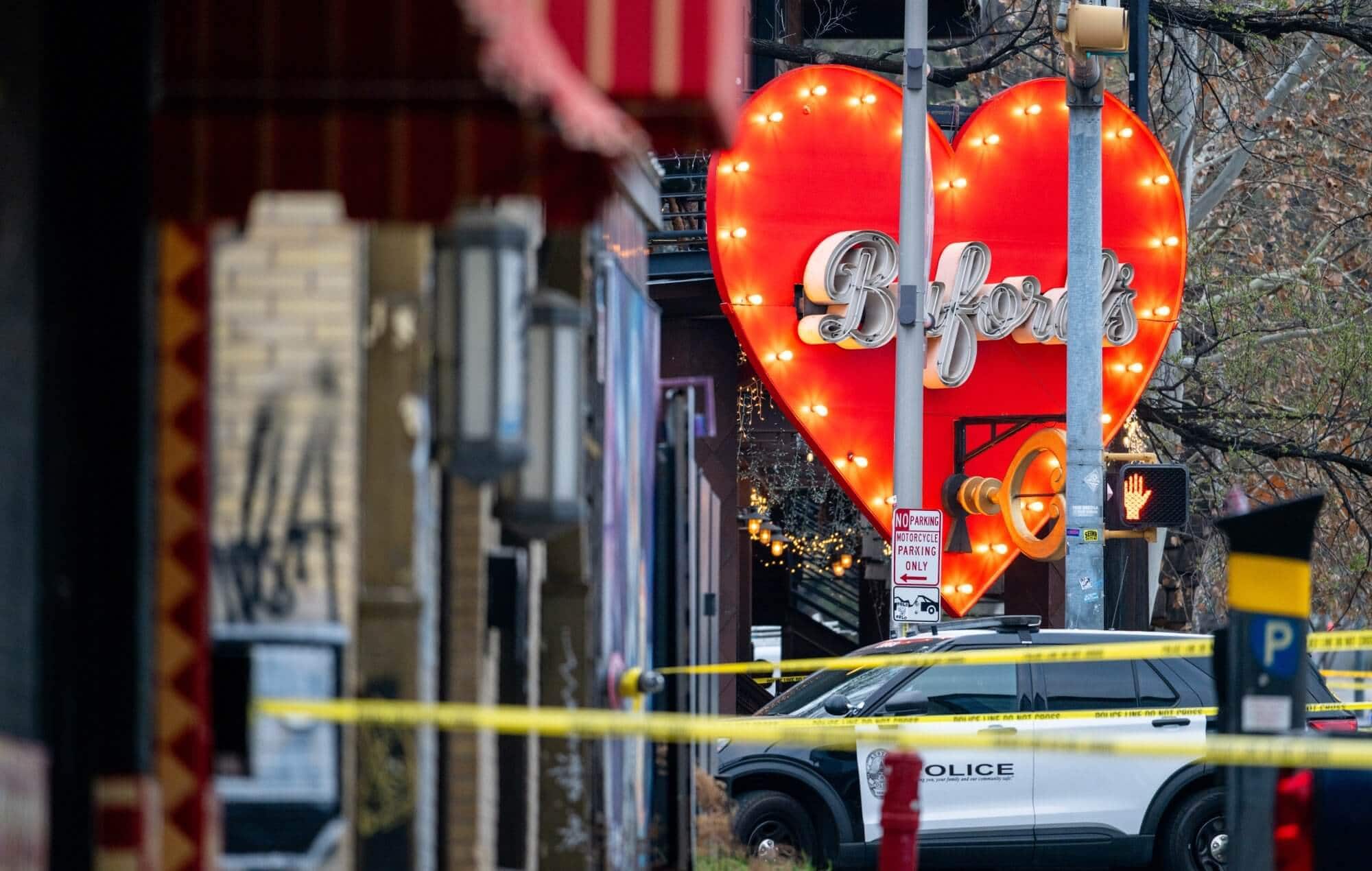 Law enforcement unit at Buford's bar entrance in Austin