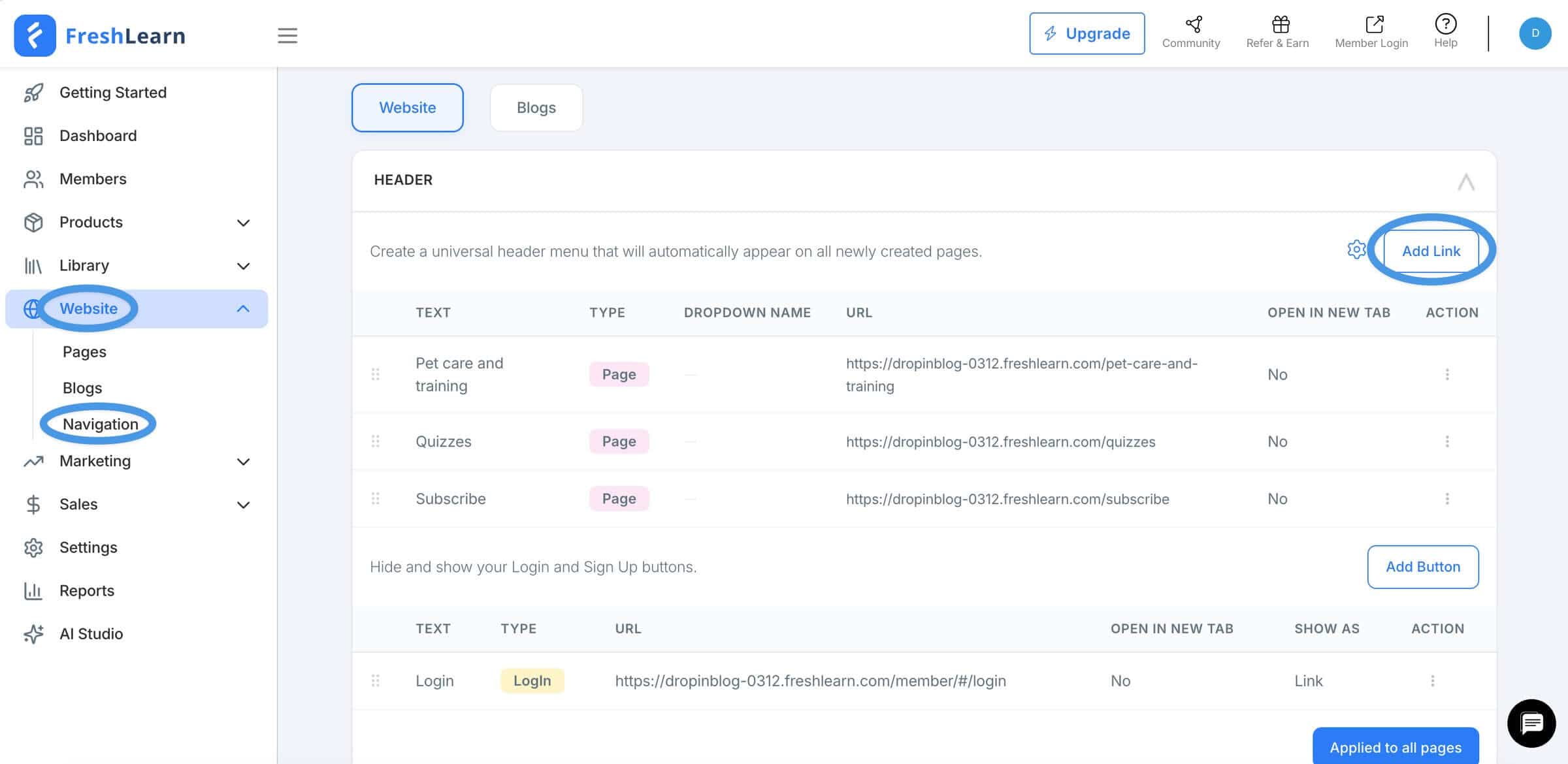 FreshLearn blog install step