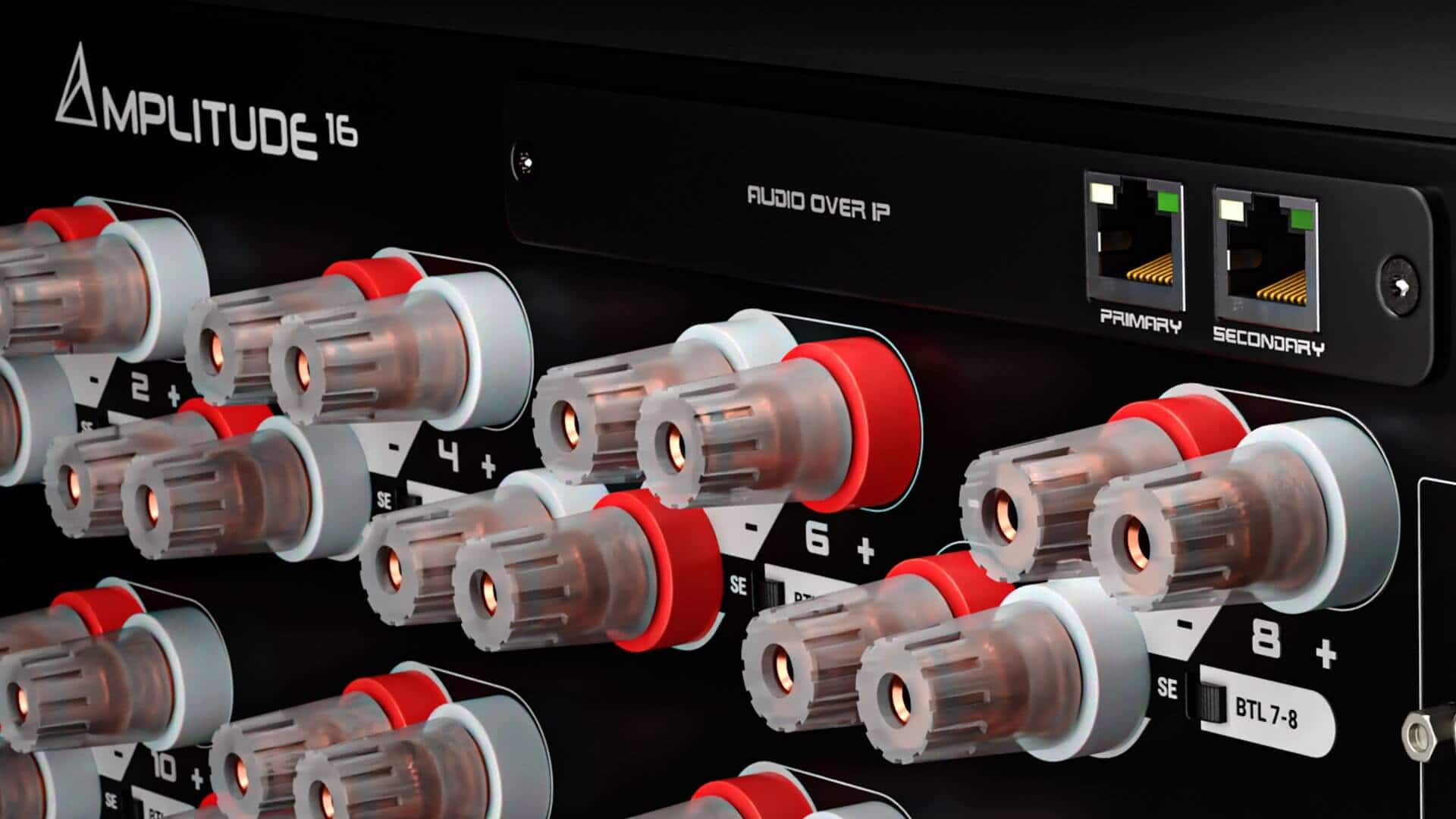 Amplitude16 amplifier with Dante input board