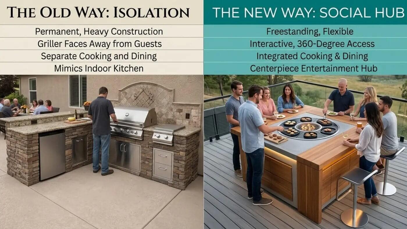 outdoor kitchen vs built-in grill side by side comparison