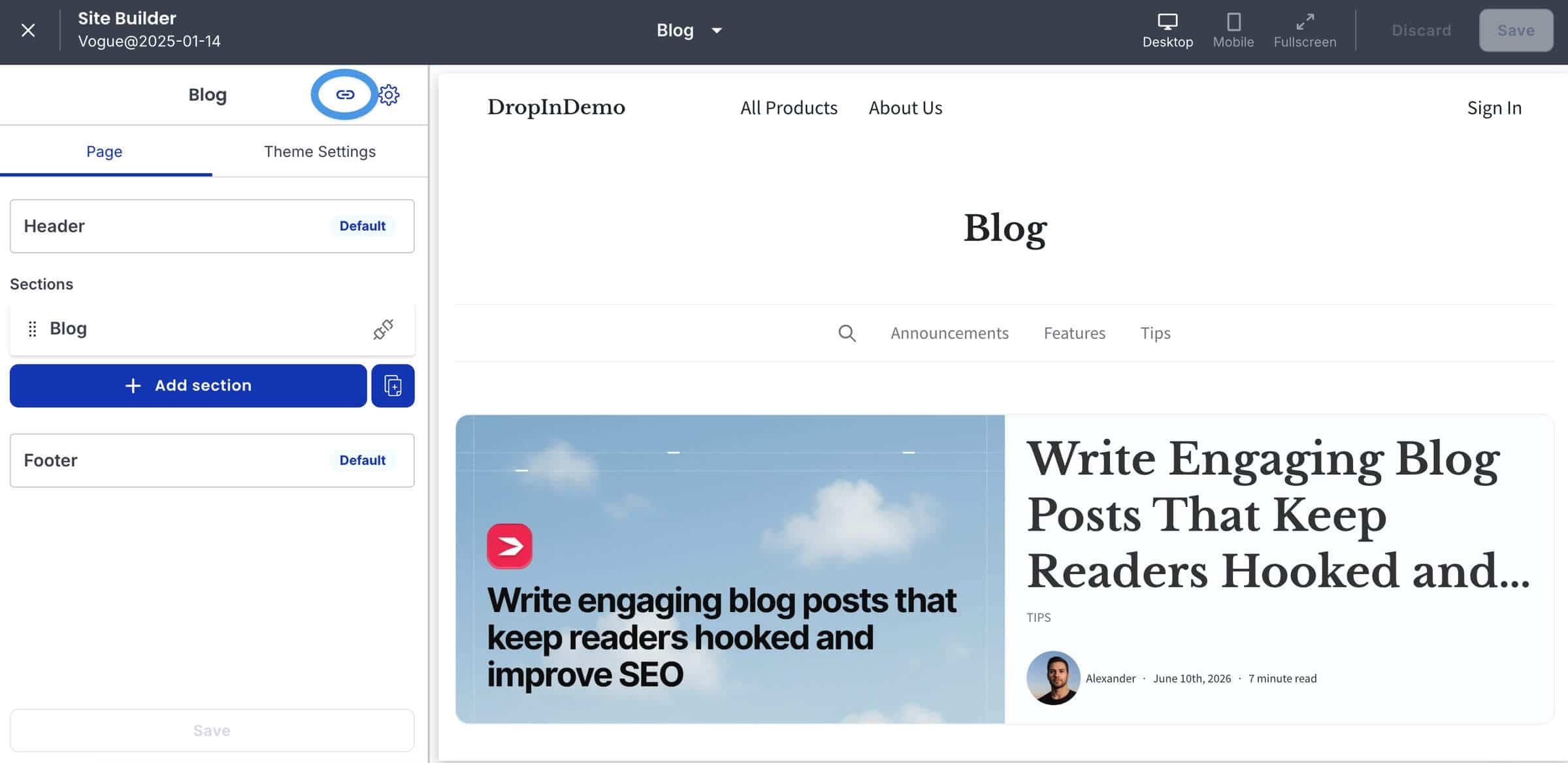 Thinkific blog install step