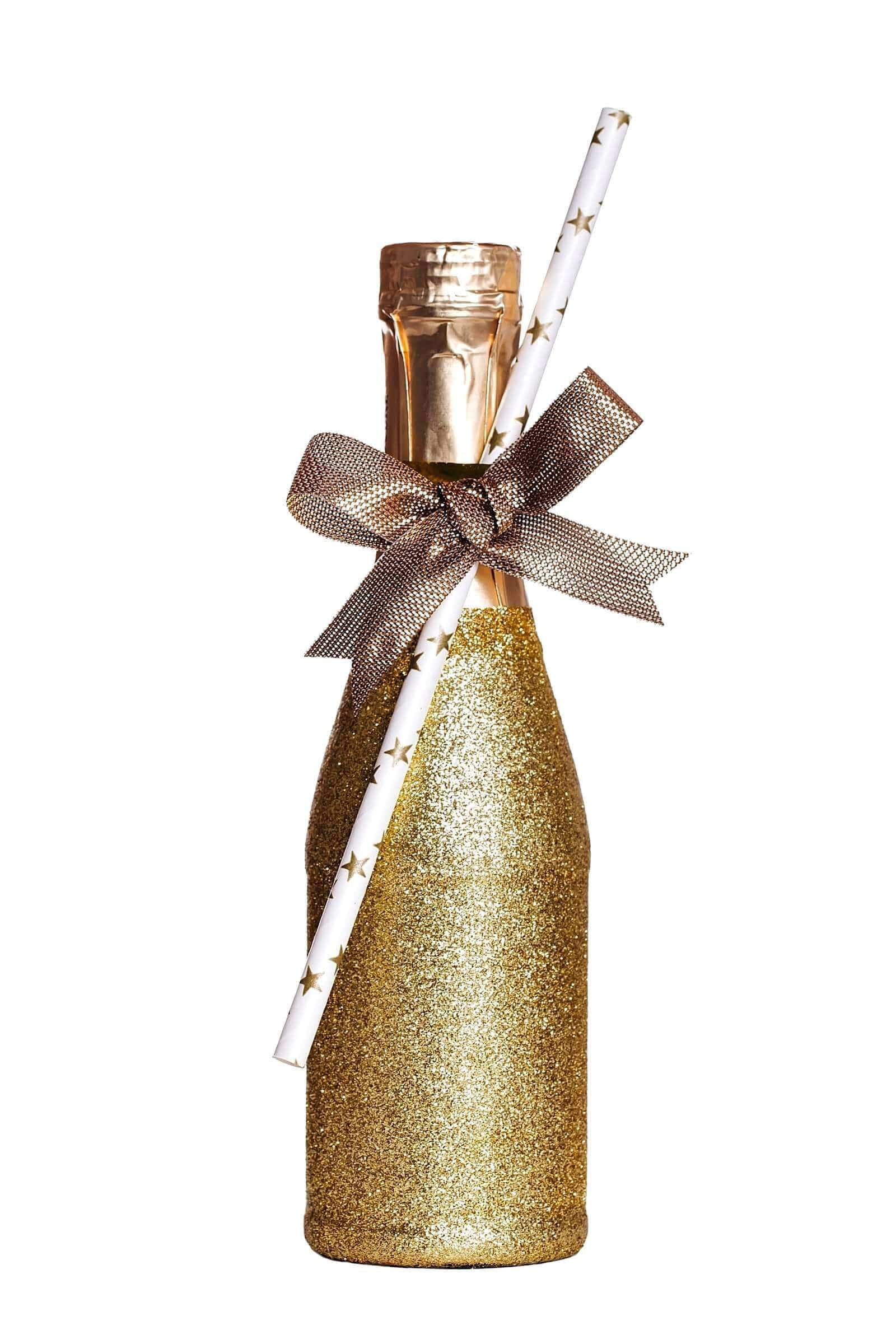 Glitter Champagne bottle for 1920s murder mystery party