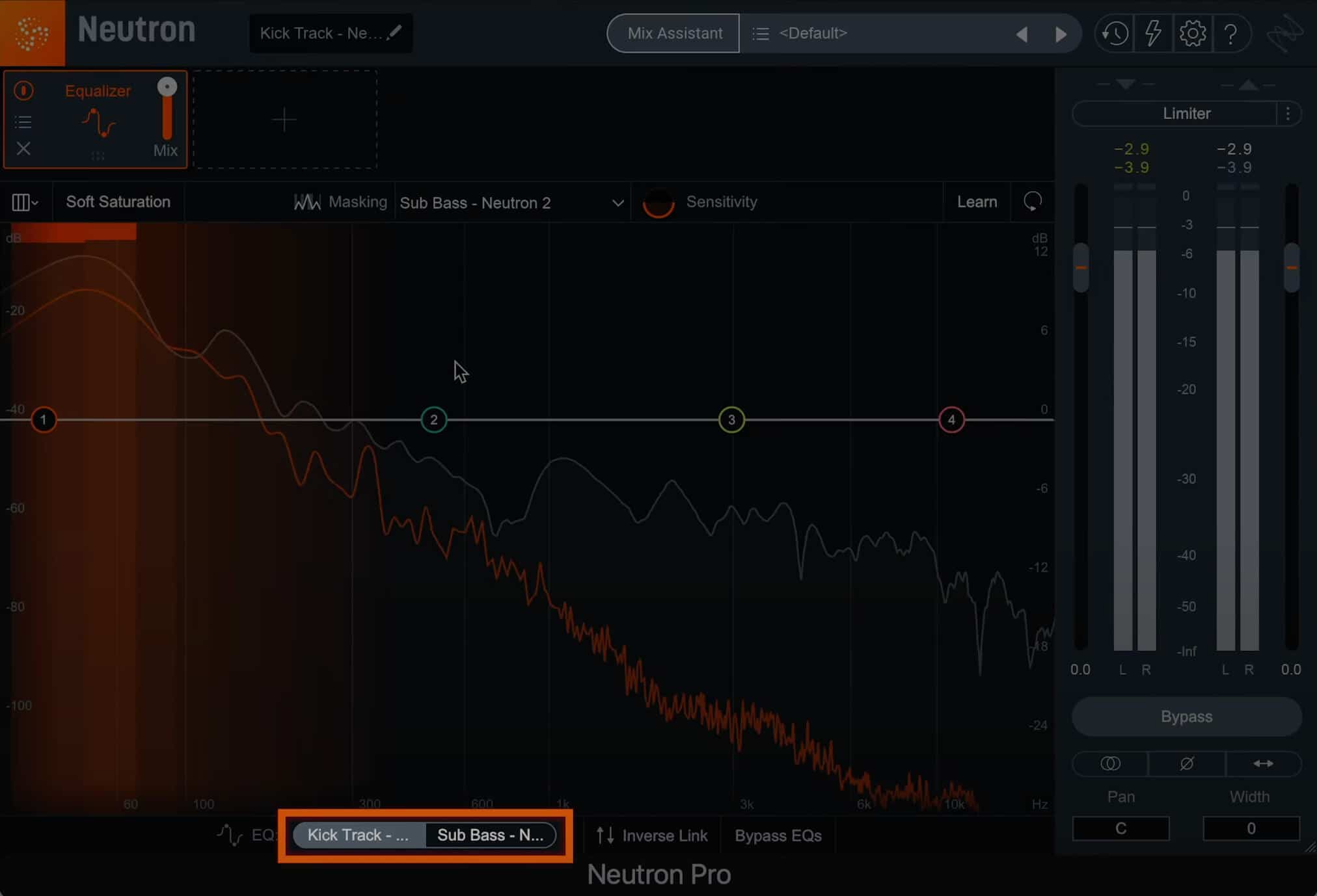 You can select the different tabs to unmask the different tracks in Neutron