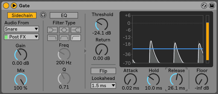 Sidechain gating the field recording off of the snare.png