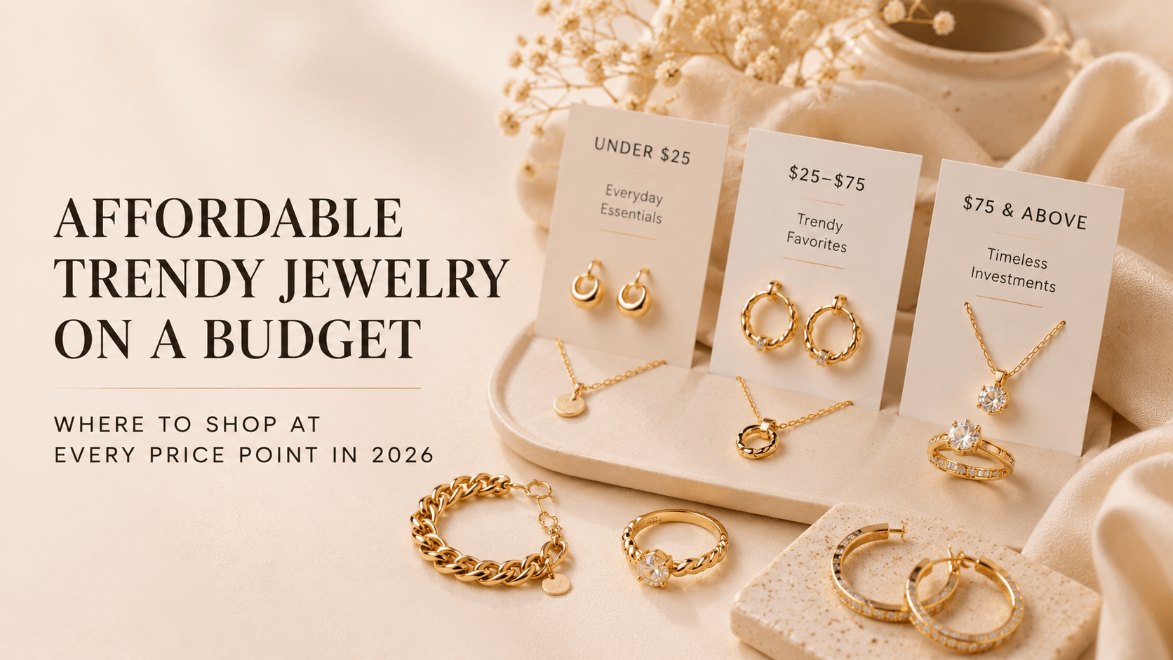 Affordable trendy gold jewelry under budget and for different price points