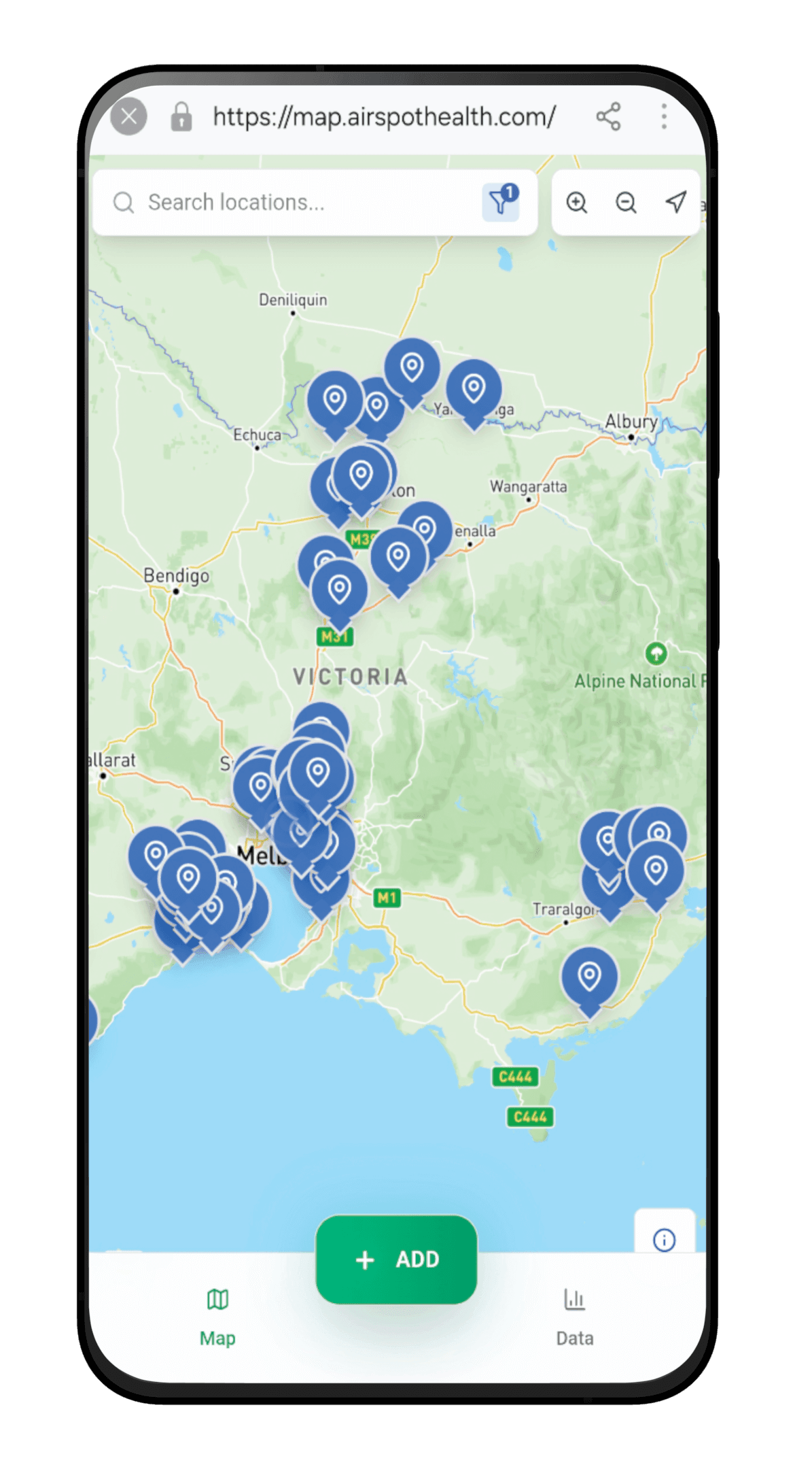 AirSpot Fresh Indoor Air CO₂ Map Library Locations