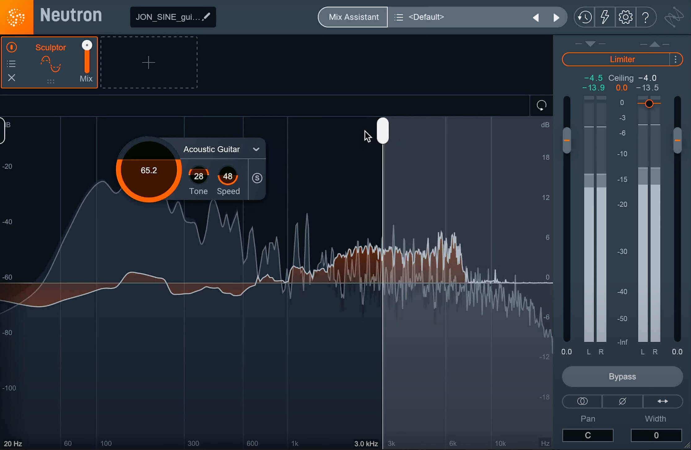Cut out parts of the frequency domain with built-in Sculptor bands in Neutron